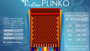 Branded plinko game showing the disk drop animation mid-fall Branded plinko game showing the disk drop animation mid-fall