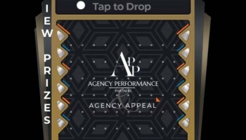 Branded plinko game showing the drop button press animation