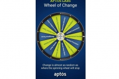 Trade show booth kiosk running a branded instant-win wheel game