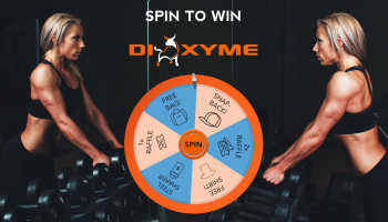 Custom prize wheel game with sponsor-branded background art
