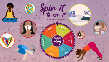 Branded prize wheel game with seasonal segment artwork