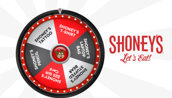 Branded prize wheel game with a glowing segment highlight effect