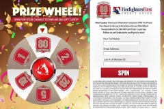Trade show booth display running a vertical spin wheel game