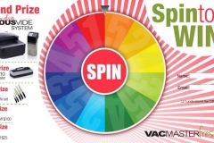 Trade show booth display running a branded wheel game on tablet