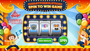 This custom slot reel game features full company branding