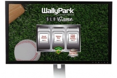 Landscape-mode slot machine game customized for a vendor booth