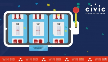 Civic branded slot machine game used for a credit union grand opening
