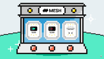 Branded slot machine game with a mesh-pattern background design