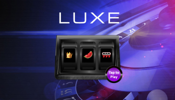 Branded slot machine game used at a trade show booth for marketing