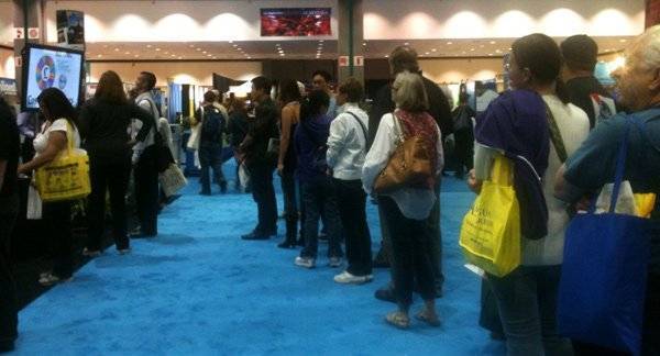 People waiting for trade show booth game