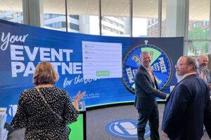 Wide Screen Prize Wheel at a Trade Show